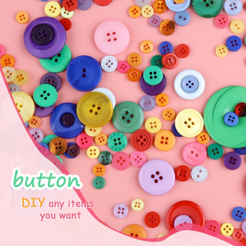 Greentime 1400-1500pcs Resin Buttons Sewing Button Assorted Sizes for Christmas Party Decorations Sewing DIY Manual Button Painting DIY Handmade Ornament Buttons Easter Egg Fillers Decorative - Image 2
